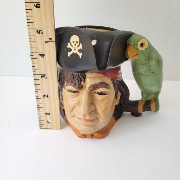 Vtg 1974 Byron Molds Pirate w/ Green Parrot Handle 70s Mug Stein - Picture 10 of 11